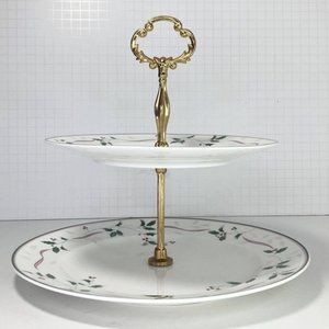 Mikasa & Christopher Stuart HOLIDAY SPLENDOR, 2-Tier Dessert Handled Server, 10”